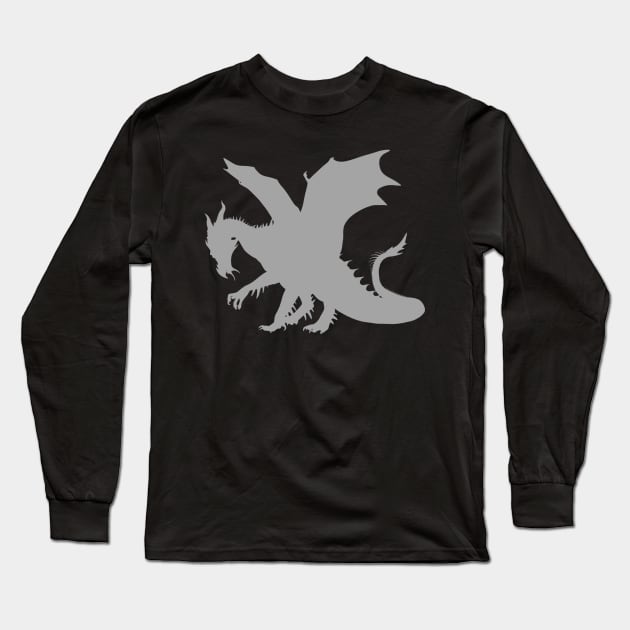 Grey dragon Long Sleeve T-Shirt by Njuguman